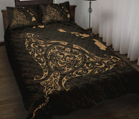 Rays Hawaii Map Polynesian Quilt Bed Set - Gold - Polynesian Pride