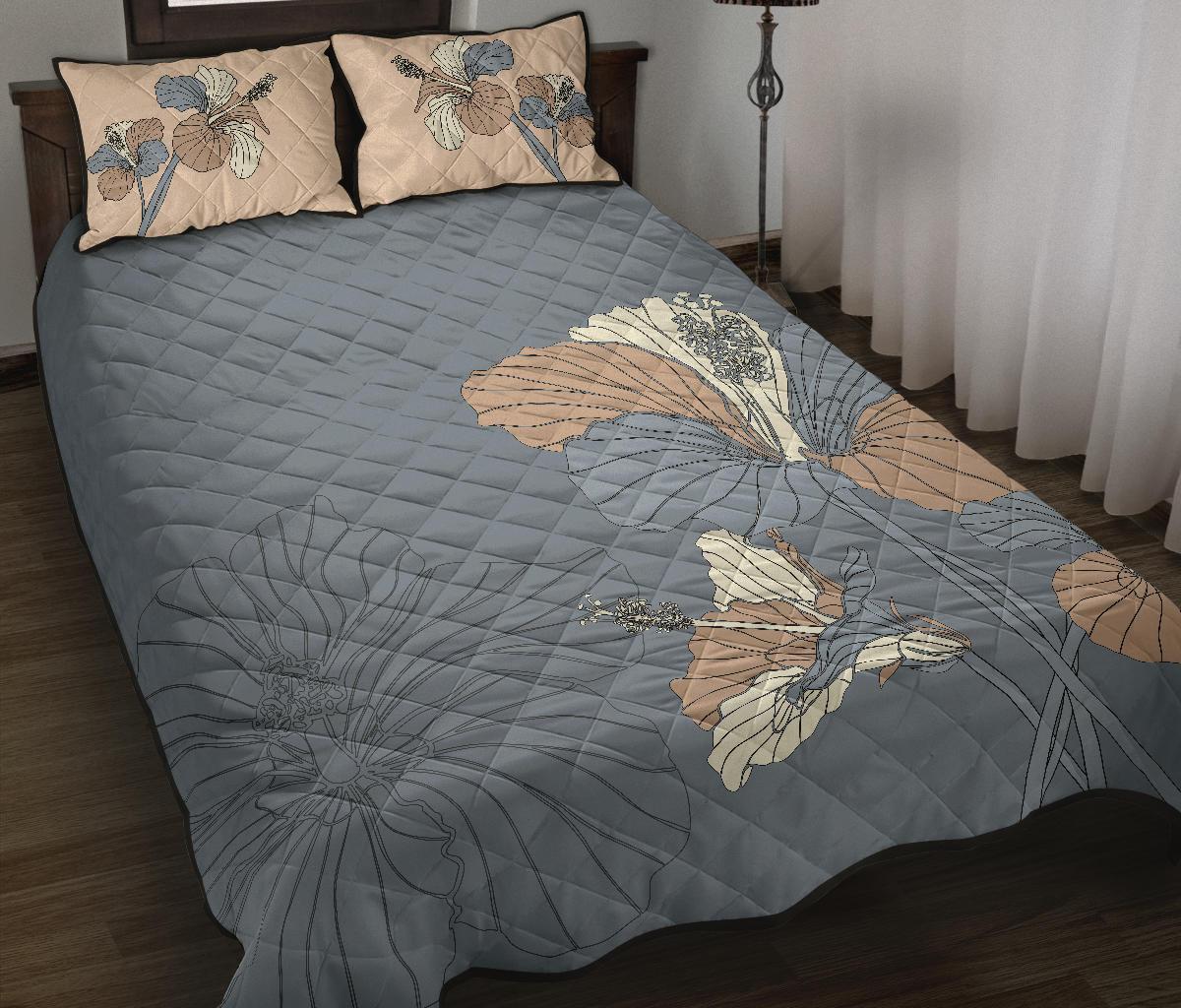 Hawaii Quilt Bed Set - Hibiscus Art Quilt Bed Set - Polynesian Pride