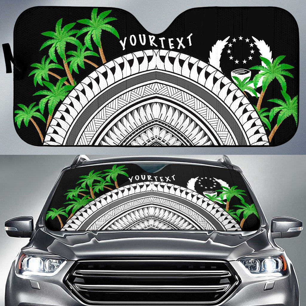 Pohnpei Custom Personalised Auto Sun Shades - Ginger Lei Auto Sun Shade Universal Fit BLACK - Polynesian Pride