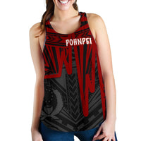 Pohnpei Women's Racerback Tank - Pohnpei Seal In Heartbeat Patterns Style (Red) - Polynesian Pride
