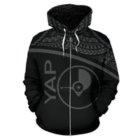 Yap All Over Zip up Hoodie Micronesia Curve Style - Polynesian Pride