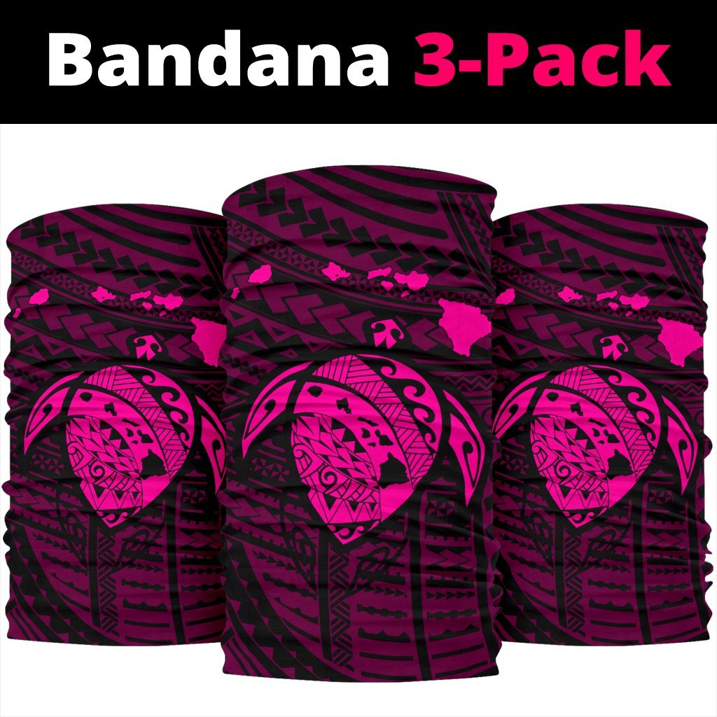 Hawaii Map Polynesian Turtle Bandana 3 - Pack - AH - Pink - Polynesian Pride
