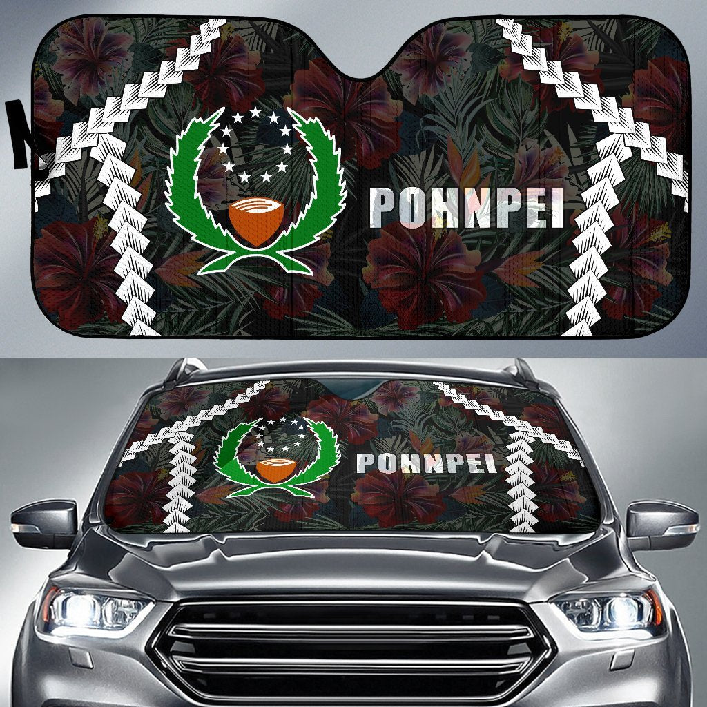 Pohnpei Auto Sun Shades - Chain Polynesian Auto Sun Shade Universal Fit BLACK - Polynesian Pride