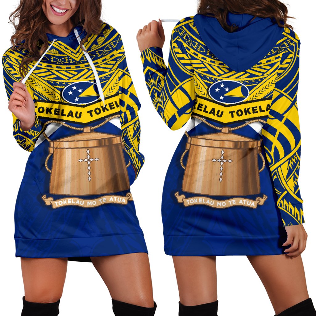 Tokelau Rugby Women Hoodie Dress Version Blue - Polynesian Pride