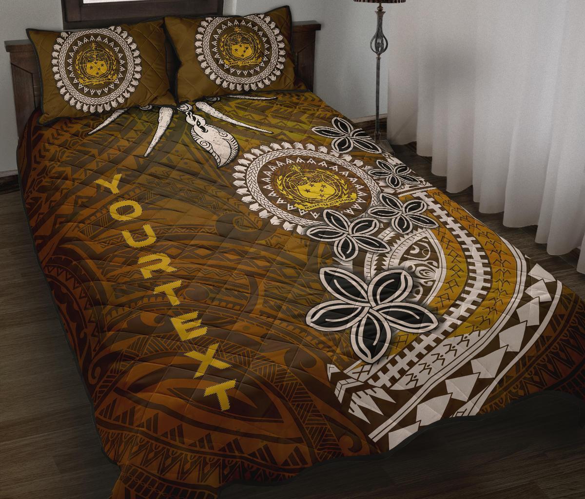 Samoa Custom Personalised Quilt Bed Sets - Polynesian Boar Tusk Brown - Polynesian Pride