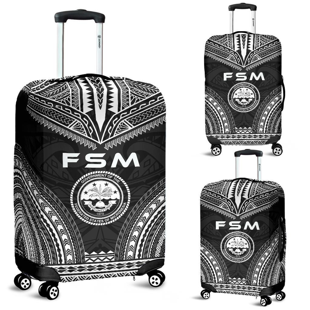 Federated States Of Micronesia Polynesian Chief Luggage Cover - Black Version Black - Polynesian Pride