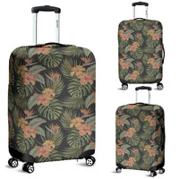 Tropical Hibiscus Monstera Leaf Luggage Cover White - Polynesian Pride