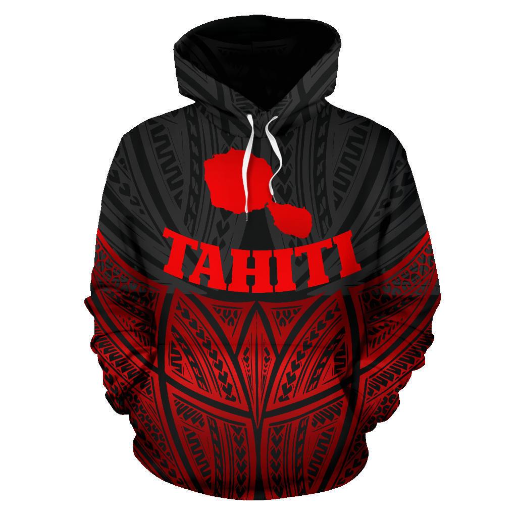 Tahiti Polynesian Hoodie Red Black Pride Map nd Seal - Polynesian Pride