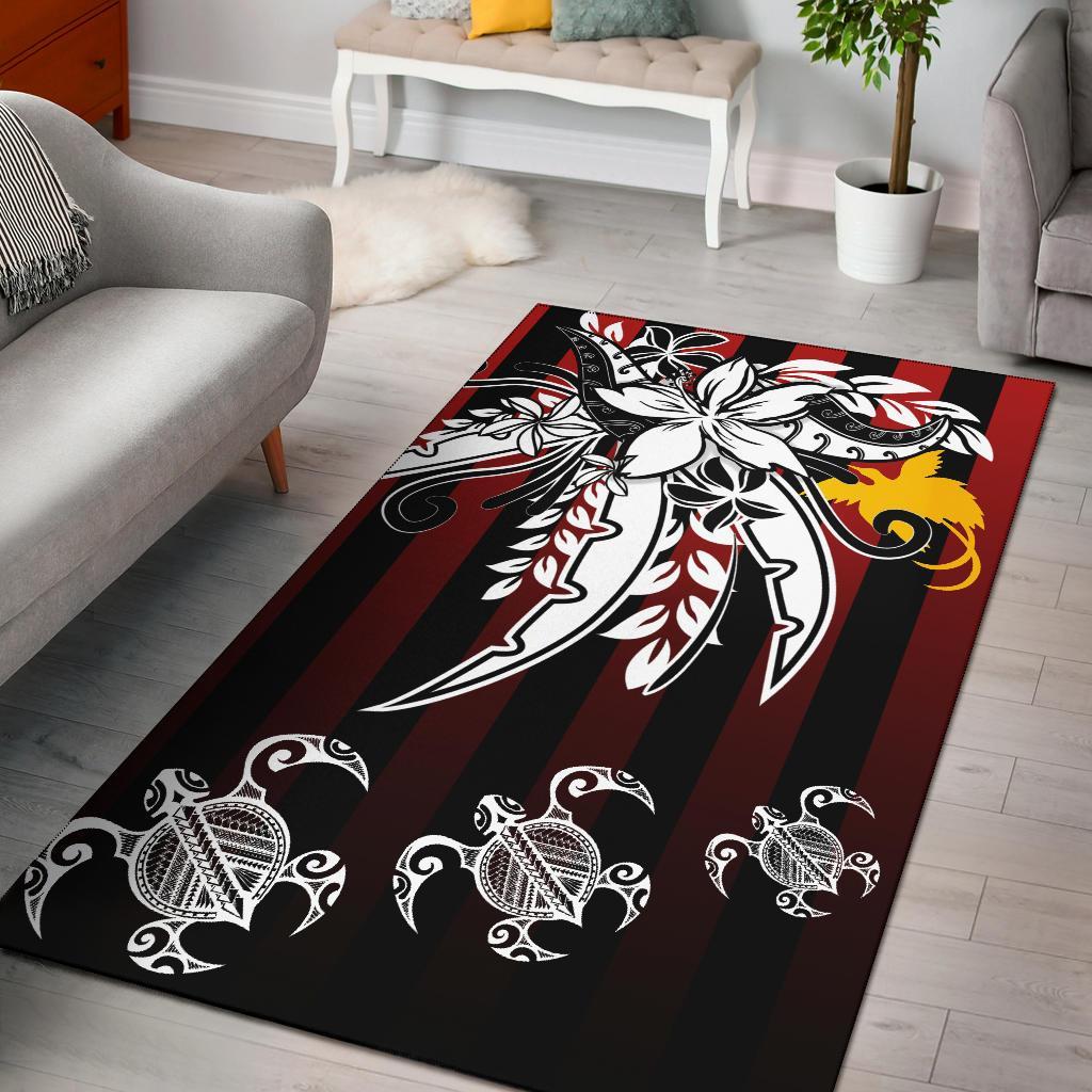 Papua New Guinea Area Rug - Vertical Stripes Style Red - Polynesian Pride