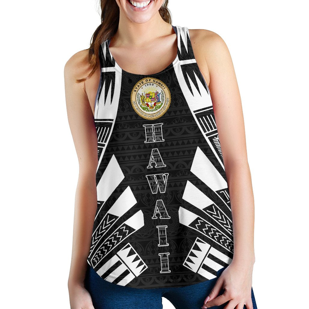 Hawaii Women Racerback Tank - Polynesian Tattoo Black Black - Polynesian Pride