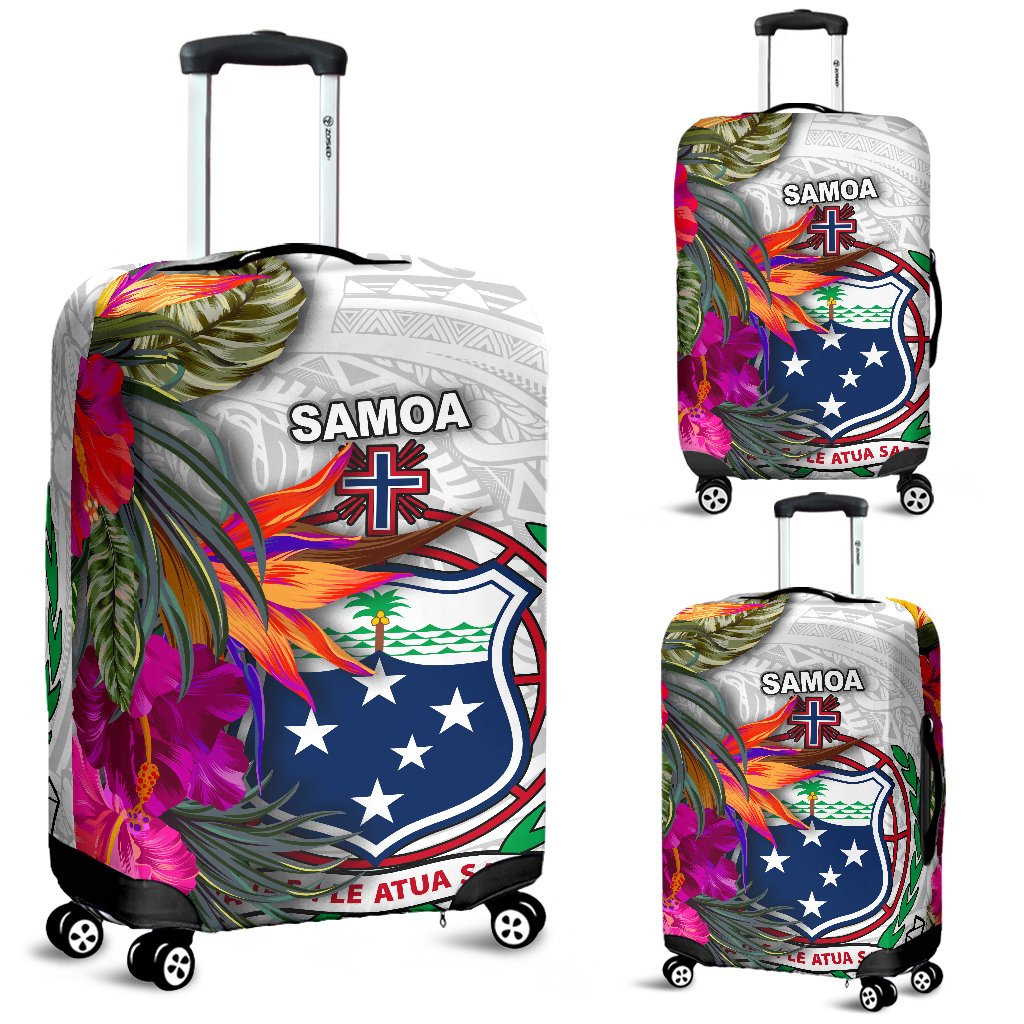 Samoa Luggage Covers Polynesian Hibiscus White Pattern White - Polynesian Pride