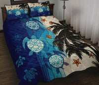 Hawaiian Sea Turtle Symbol Palm Quilt Bed Set - Polynesian Pride