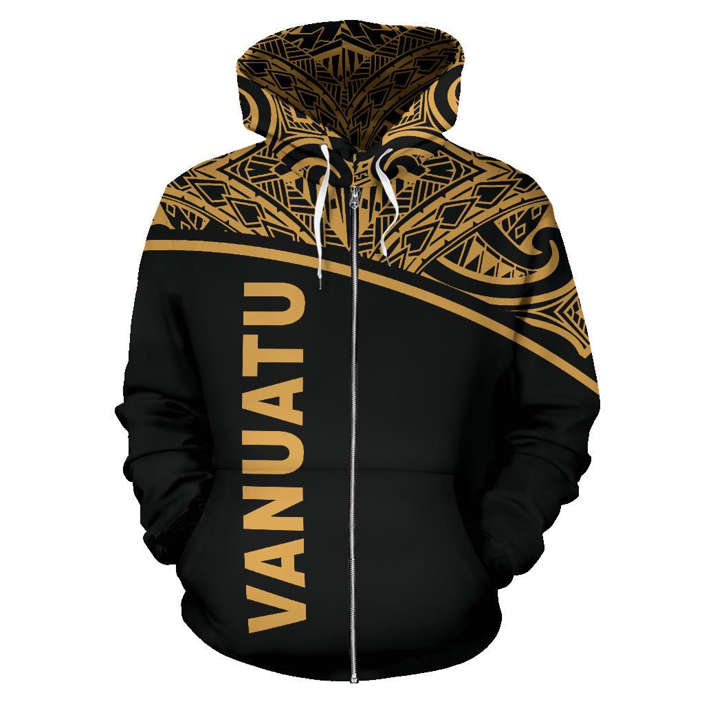Vanuatu Polynesian Zip up Hoodie Gold Curve - Polynesian Pride