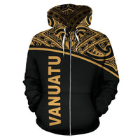 Vanuatu Polynesian Zip up Hoodie Gold Curve - Polynesian Pride
