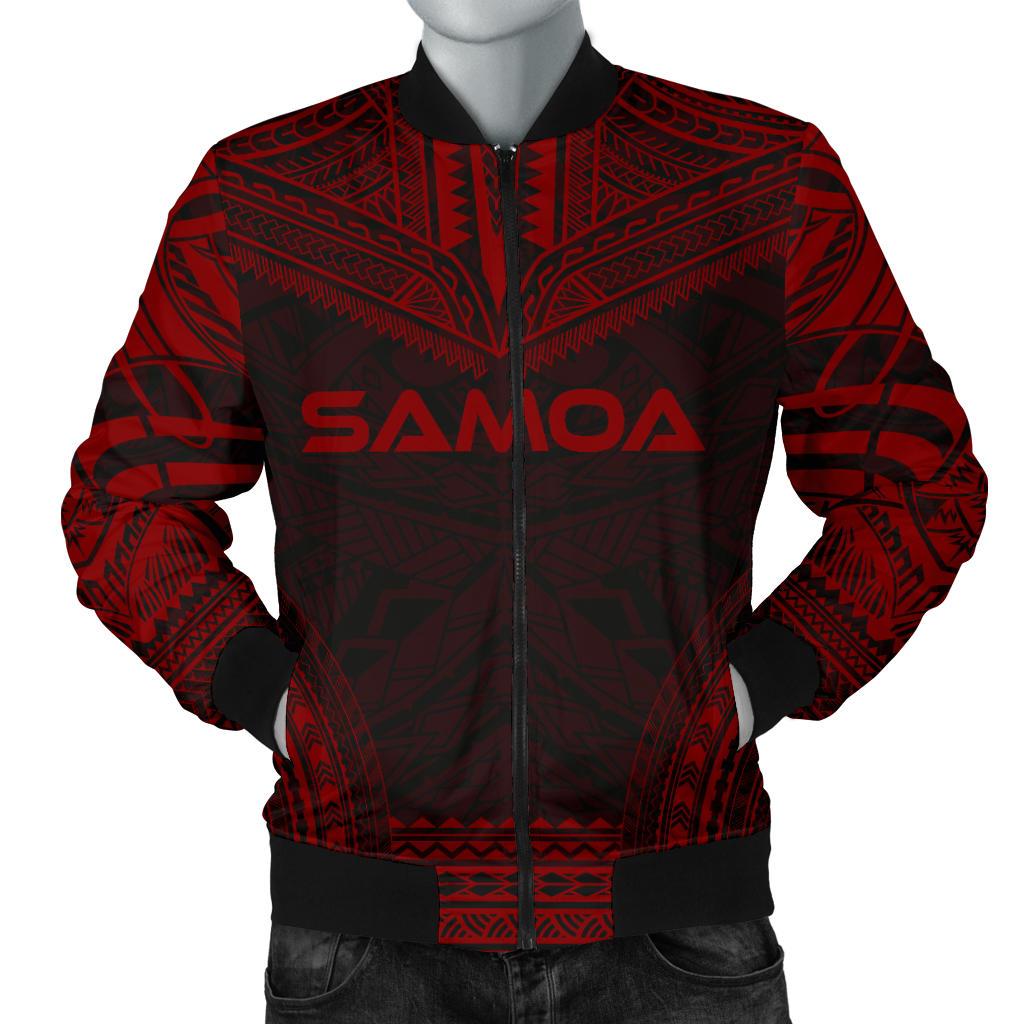 Samoa Polynesian Chief Men's Bomber Jacket - Red Version Red - Polynesian Pride
