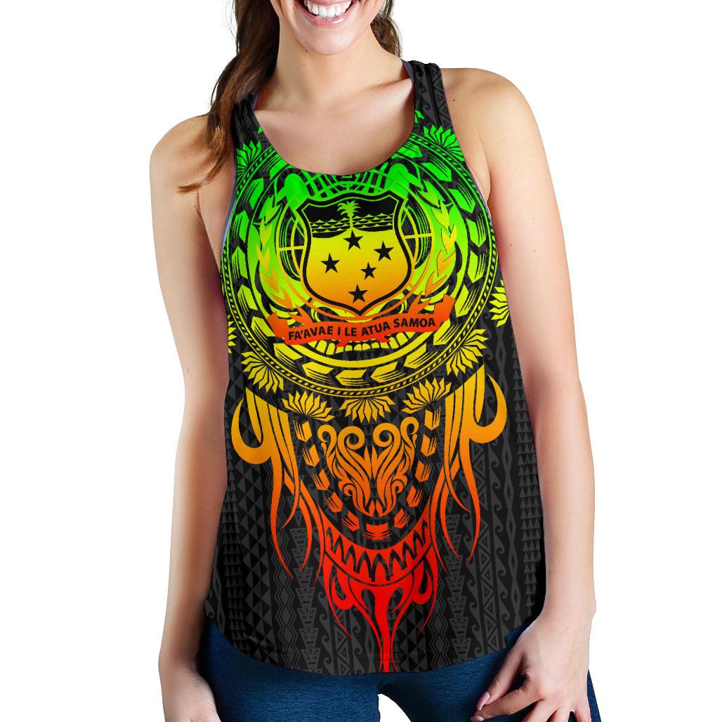 Samoa Polynesian Women's Racerback Tank - Tattoo Pattern With Seal Art - Polynesian Pride