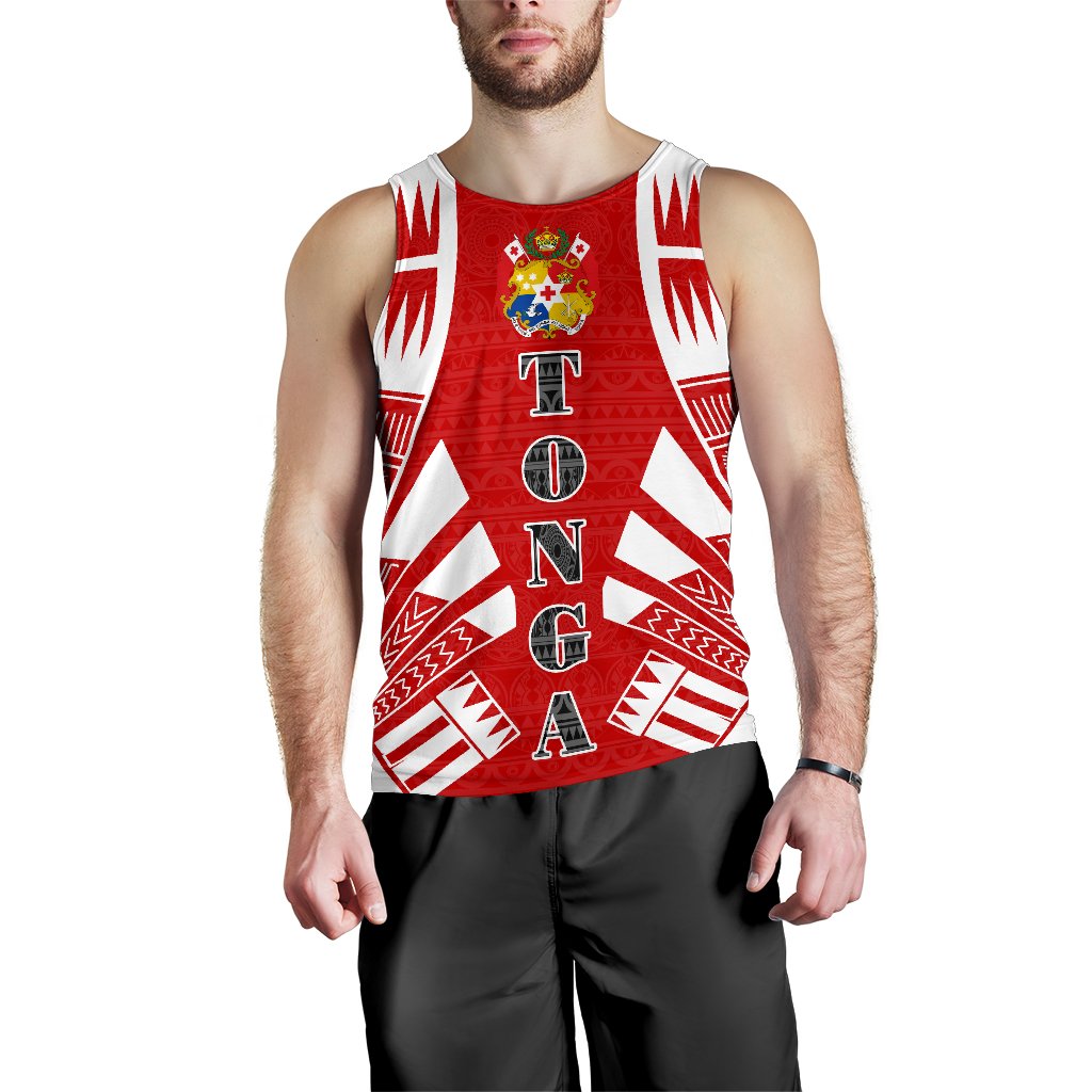 Tonga Men Tank Top - Polynesian Tattoo Flag White - Polynesian Pride