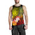 Chuuk Men's Tank Top - Humpback Whale with Tropical Flowers (Yellow) - Polynesian Pride