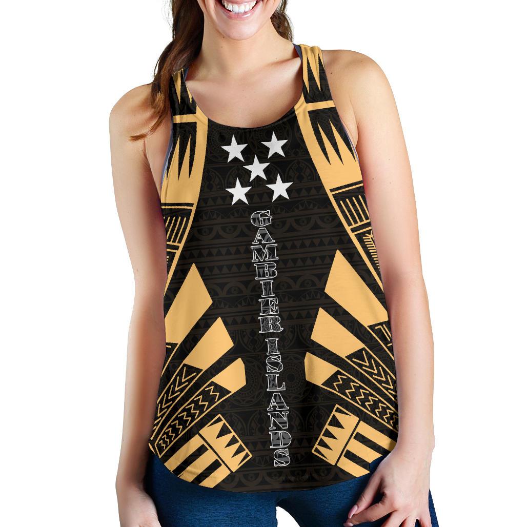 Gambier Islands Women Racerback Tank - Polynesian Tattoo Gold Gold - Polynesian Pride