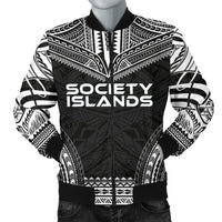 Society Islands Polynesian Chief Men's Bomber Jacket - Black Version Black - Polynesian Pride