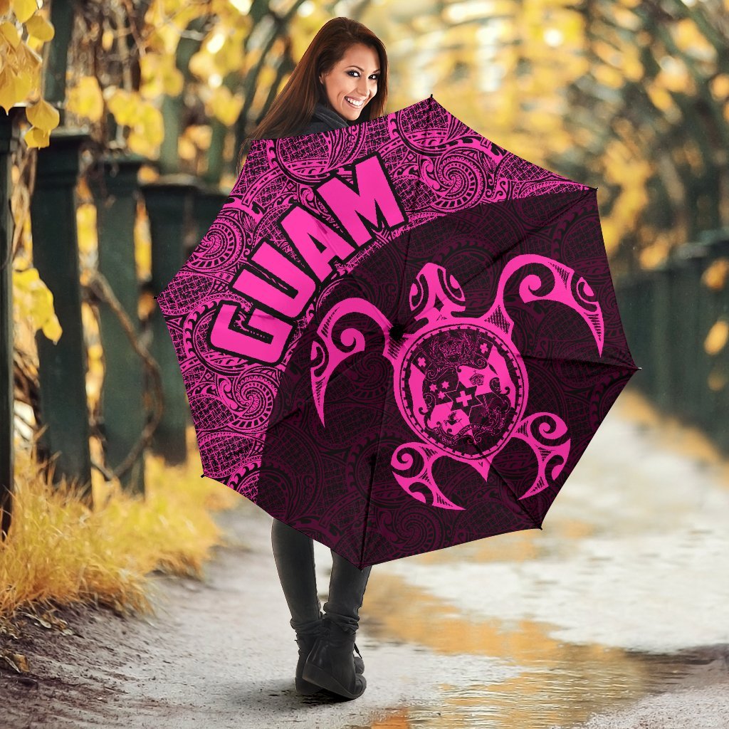 Guam Umbrella Turtle Coat of Arms Polynesian Pattern Pink - Polynesian Pride