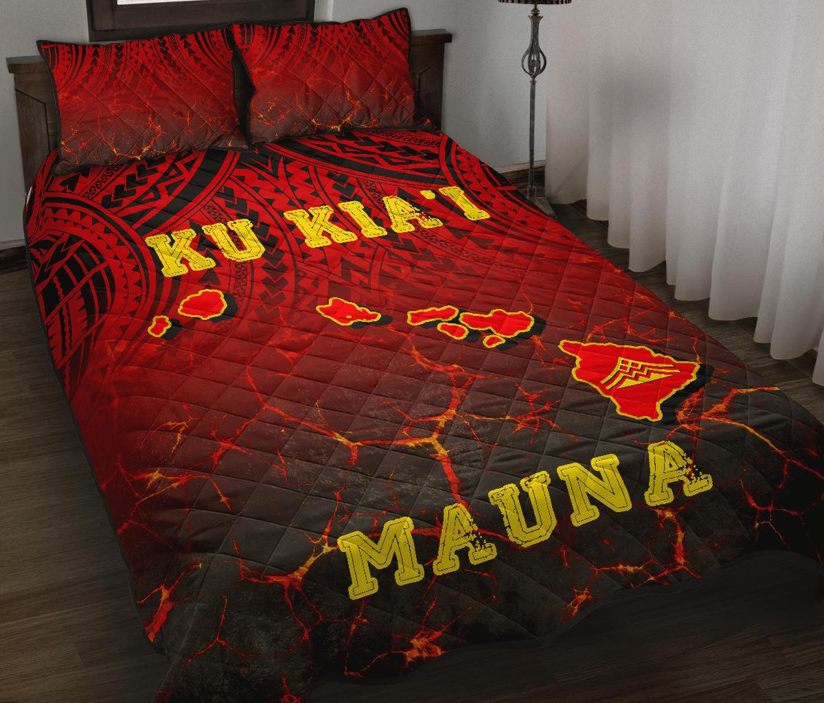 Hawaii Quilt Bed Set - Protect Mauna Kea Map - Polynesian Pride