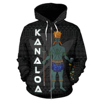 Polynesian Hawaii Zip up Hoodie Kanaloa Hawaiian God of the Myths and Legends - Polynesian Pride
