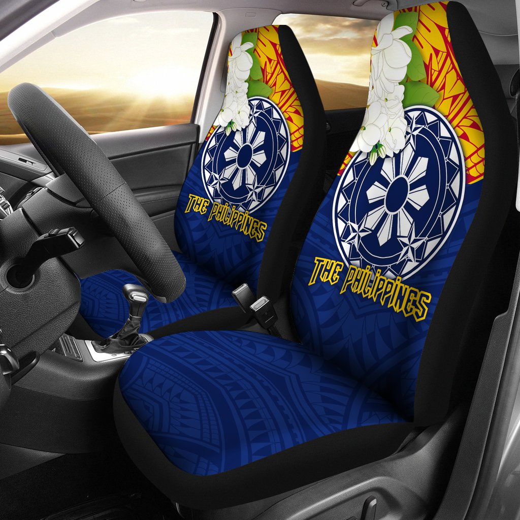 The Philippines Car Seat Covers - Filipino Sampaguita Universal Fit Blue - Polynesian Pride