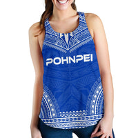 Pohnpei Women's Racerback Tank - Polynesian Chief Flag Version Blue - Polynesian Pride