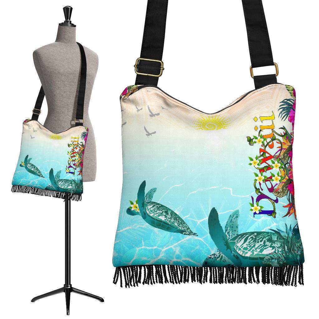 Polynesian Hawaii Boho Bags - View sea Hawaii with Turtle and Whale One Style One Size Blue - Polynesian Pride