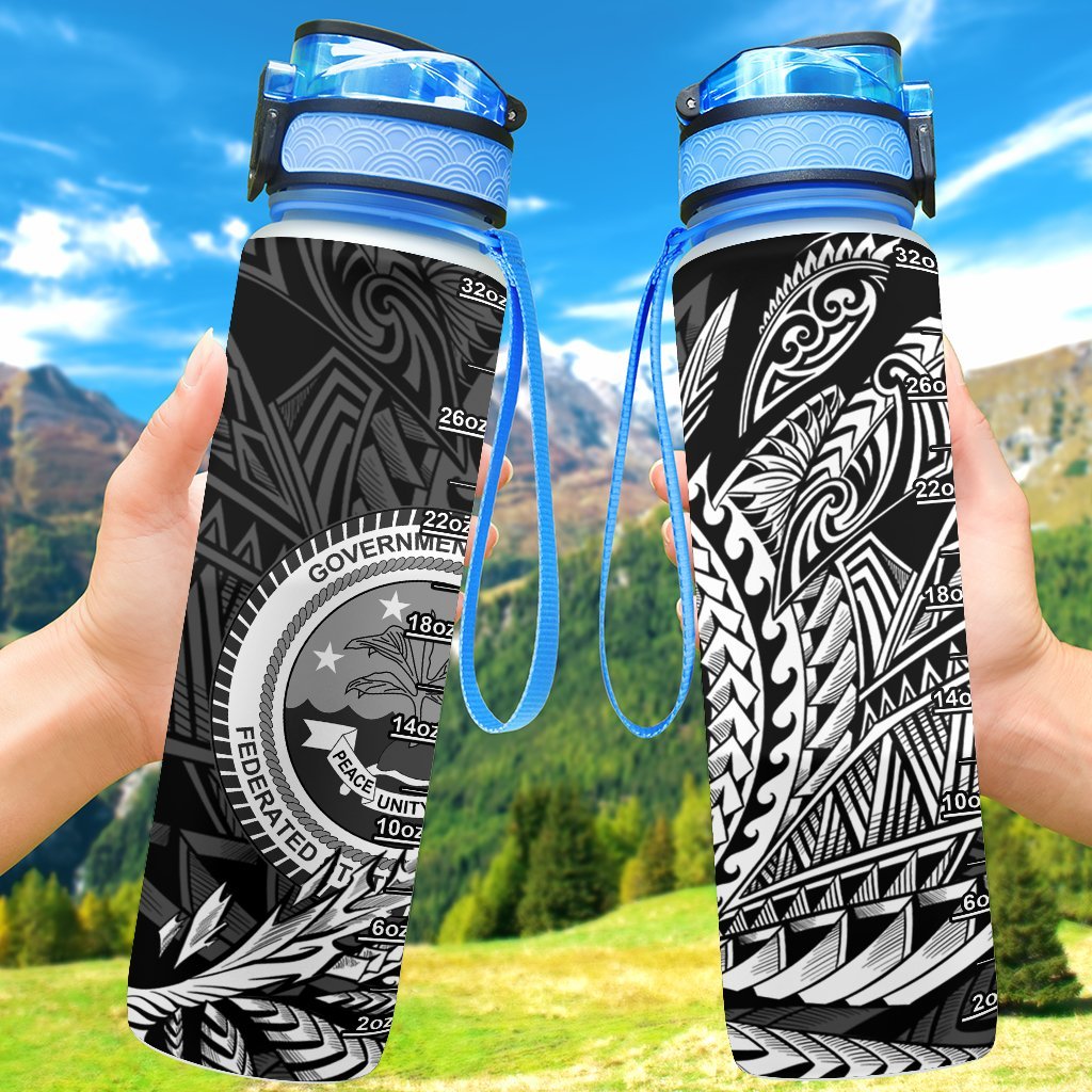 Federated States of Micronesia Hydro Tracking Bottle - Wings Style Hydro Tracking Bottle - FSM 32oz Large Black - Polynesian Pride