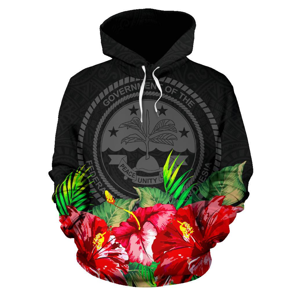 Federated States of Micronesia Hoodie Black Hibiscus - Polynesian Pride
