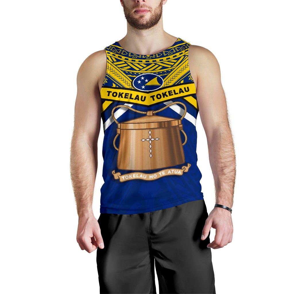Tokelau Rugby Men Tank Top Version Blue - Polynesian Pride