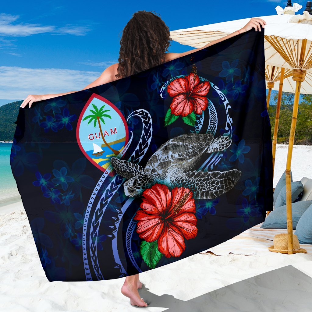 Guam Polynesian Sarong - Blue Turtle Hibiscus One Style One Size Blue - Polynesian Pride