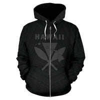 Hawaii Kanaka Polynesian Zip up Hoodie Grey - Polynesian Pride
