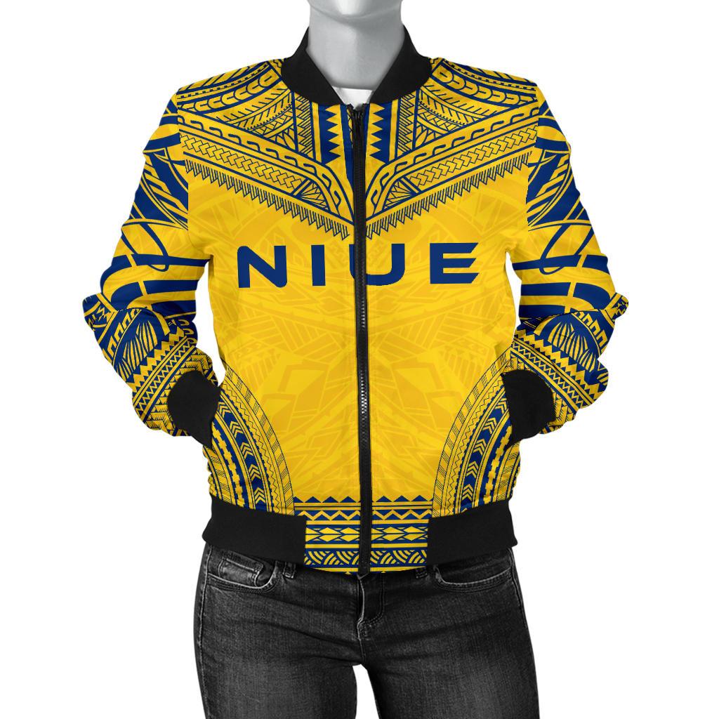 Niue Flag Polynesian Chief Women'S Bomber Jacket Yellow - Polynesian Pride