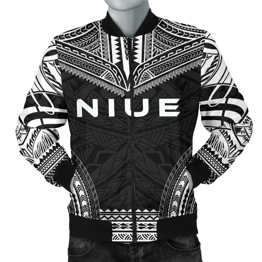 Niue Polynesian Chief Men's Bomber Jacket - Black Version Black - Polynesian Pride