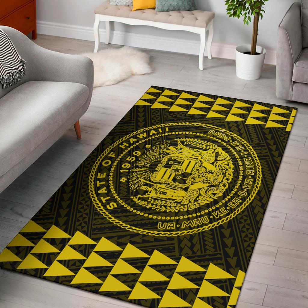 Kakau Seal Of Hawaii Polynesian - Yellow Rug Yellow - Polynesian Pride