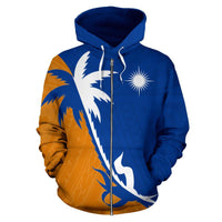 Marshall Islands Zip up Hoodie Marshall Islands Flag Seal Coconut Tree - Polynesian Pride