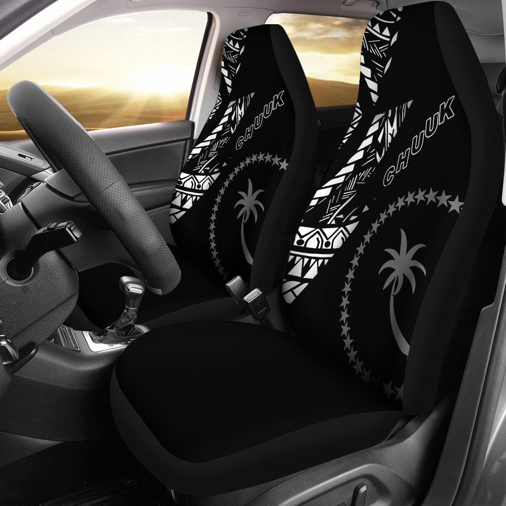 Chuuk Car Seat Covers - Chuuk Flag Black Universal Fit Black - Polynesian Pride