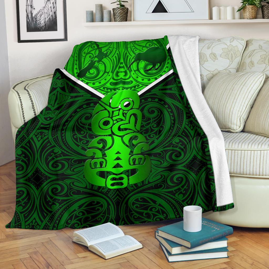 New Zealand Maori Rugby Premium Blanket Pride Version - Green White - Polynesian Pride