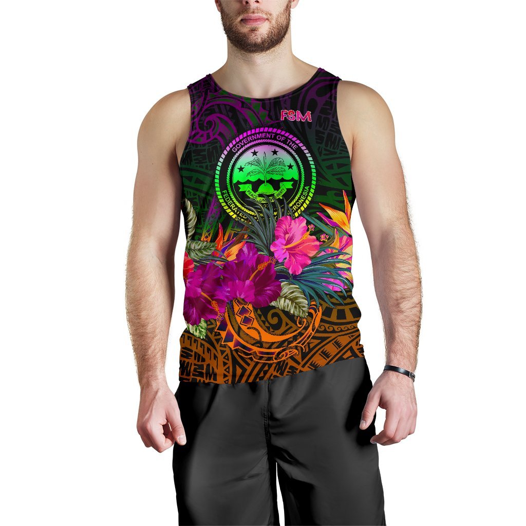 Federated States of Micronesia Men's Tank Top - Summer Hibiscus Reggae - Polynesian Pride