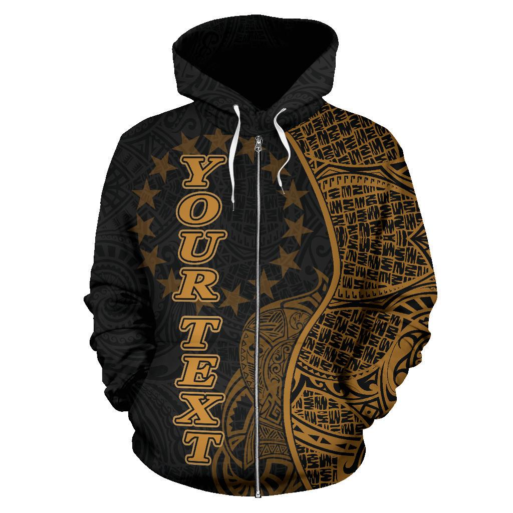 Cook Islands Polynesian Custom Zip up Hoodie Coconut Gold - Polynesian Pride