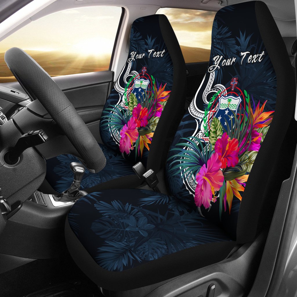 Samoa Polynesian Custom Personalised Car Seat Covers - Tropical Flower Universal Fit Blue - Polynesian Pride