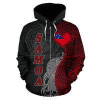 Samoa Polynesian Zip up Hoodie Heart and Coconut Tree - Polynesian Pride