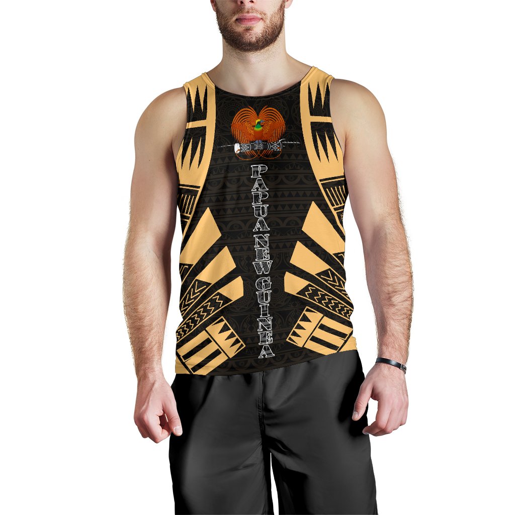 Papua New Guinea Men Tank Top - Polynesian Tattoo Gold Gold - Polynesian Pride