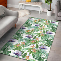 Tropical Orange Orchids Strelitzia Monstera Rug Orange - Polynesian Pride