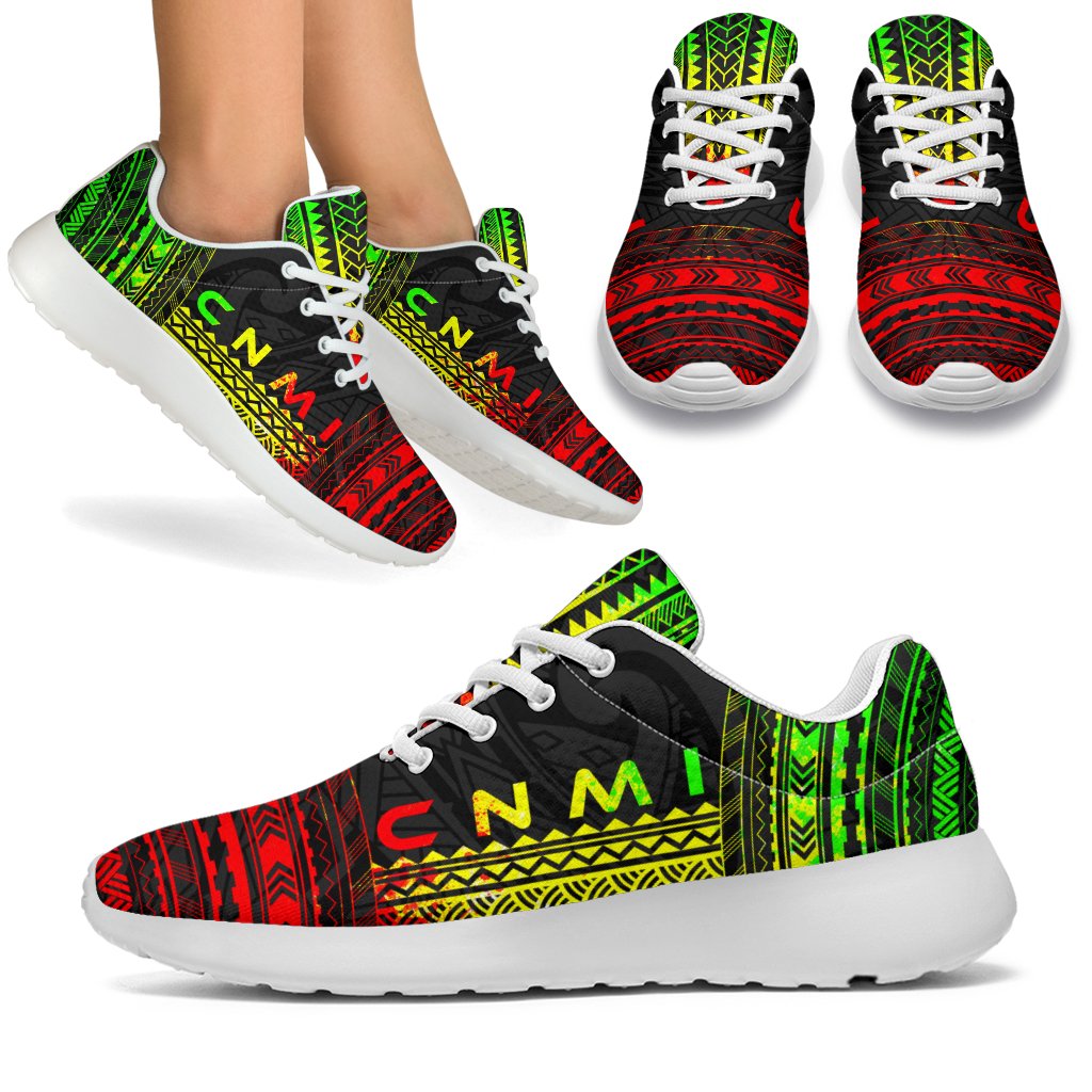 Northern Mariana Islands Sporty Sneakers - Polynesian Chief Reggae Version White - Polynesian Pride