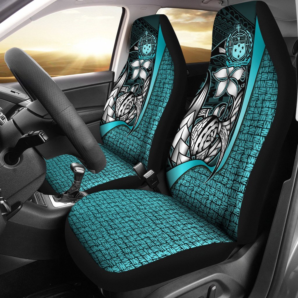 Samoa Polynesian Car Seat Covers Turquoise - Turtle With Hook Universal Fit Turquoise - Polynesian Pride