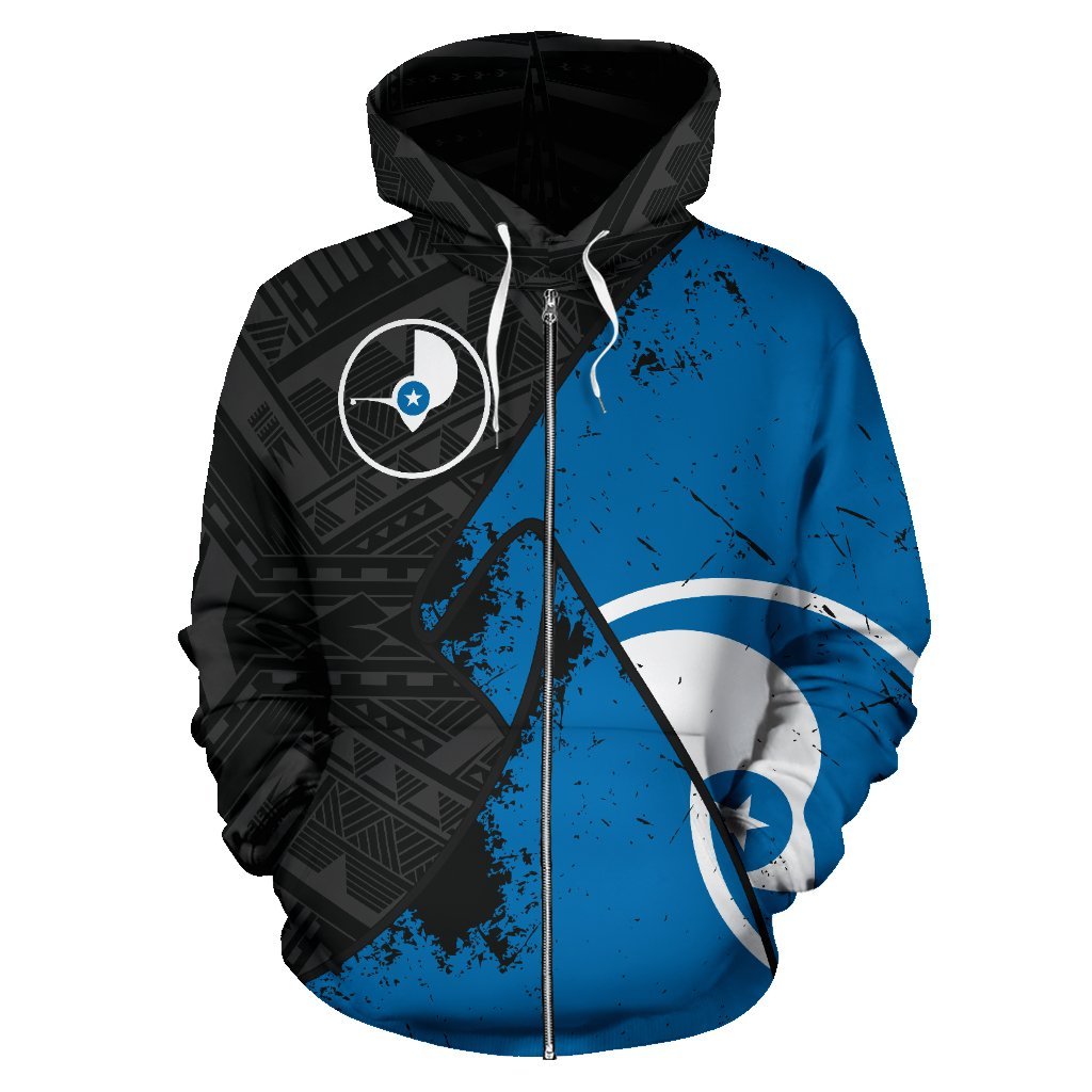 Yap Special Grunge Flag Zip Hoodie A0 - Polynesian Pride